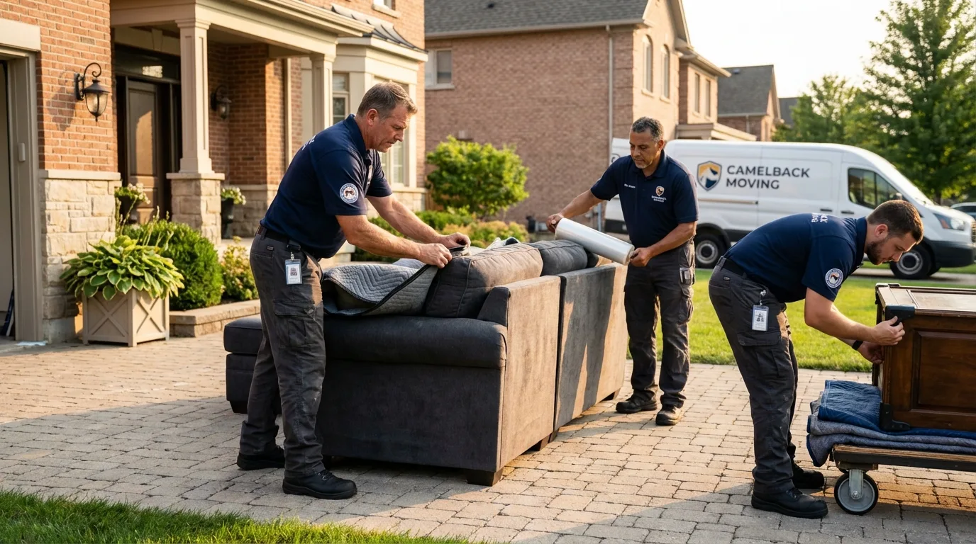 Large estate moving crew wrapping furniture in Lomita, CA